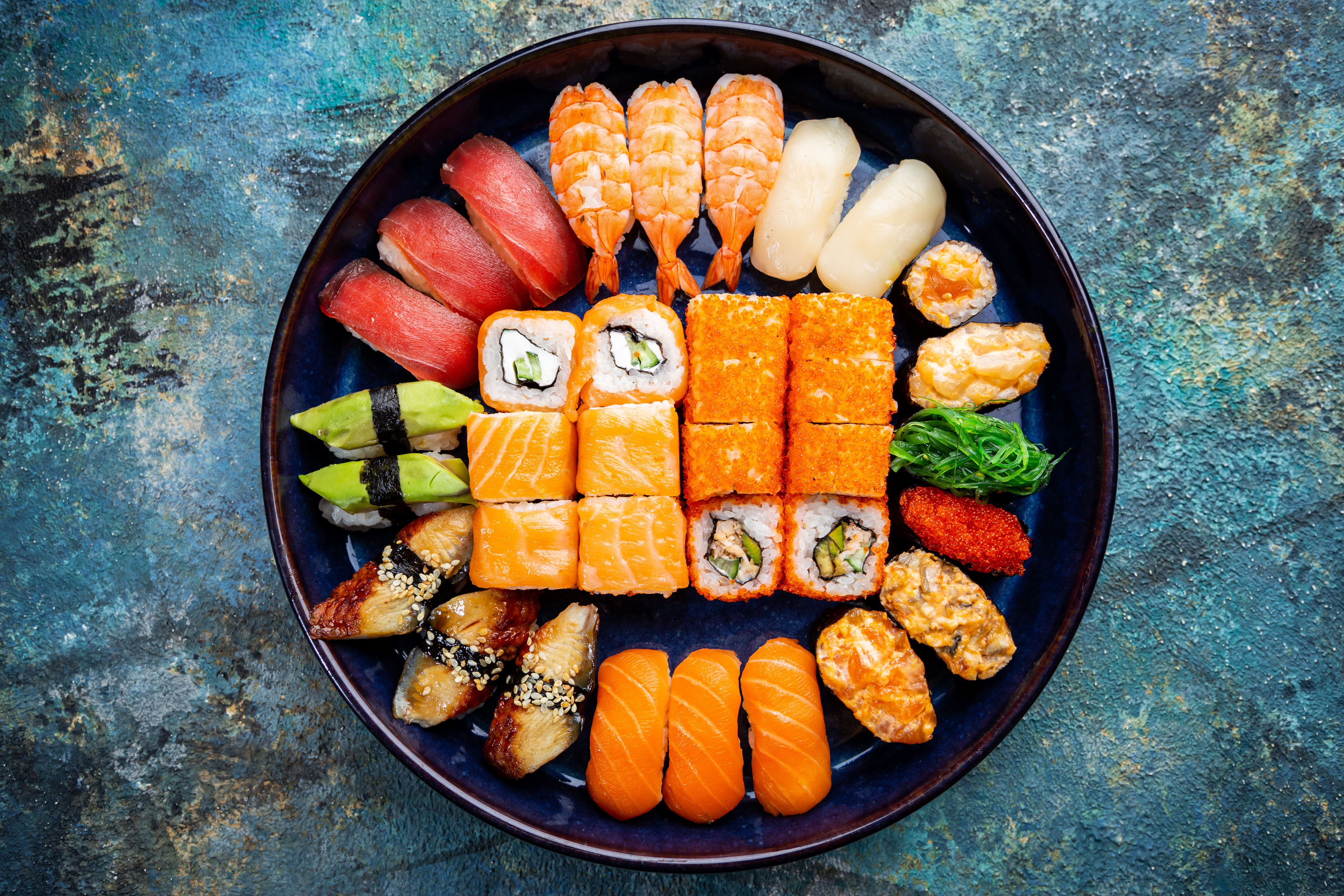 Fruits de mer et crustacés, Huîtres, Poissons grillés, Sushi, sashimi et maki